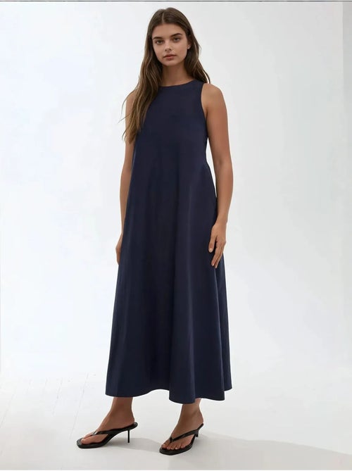 Mixray collection maxi-jurk in a-lijn met ronde hals en zonder mouwen hiccup - Kiabi