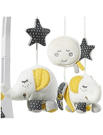 Mobile musical bébé eléphant en coton - sauthon