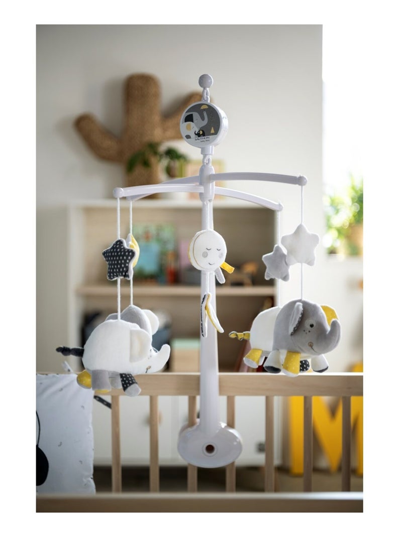 Mobile musical bébé eléphant en coton - sauthon Gris - Kiabi