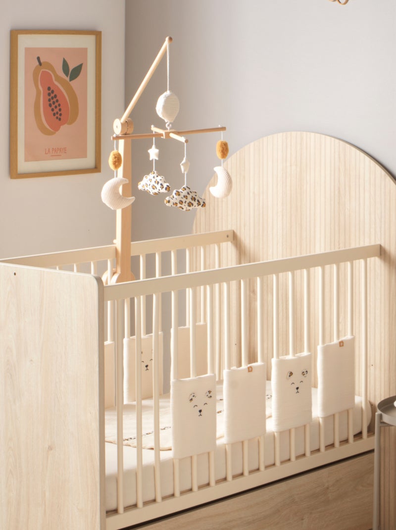 Mobile musical bébé en bois avec 4 jouets - sauthon Marron caramel - Kiabi