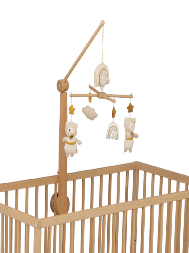 Mobile musical en bois avec jouets en coton - sauthon Jaune - Kiabi