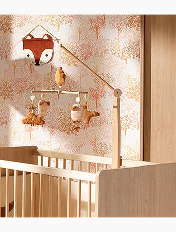 Mobile musical en bois avec jouets ours en gaze de coton - sauthon