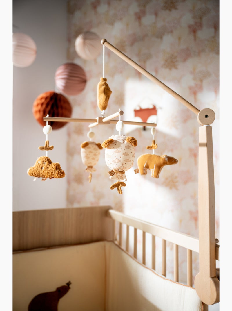 Mobile musical en bois avec jouets ours en gaze de coton - sauthon Marron - Kiabi