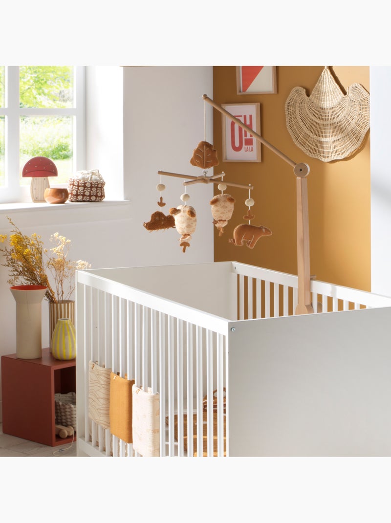 Mobile musical en bois avec jouets ours en gaze de coton - sauthon Marron - Kiabi