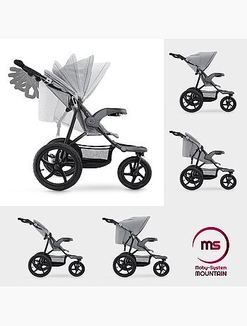Moby-system mountain 3-wiel all terrain kinderwagen voor sport, joggen en avontuur