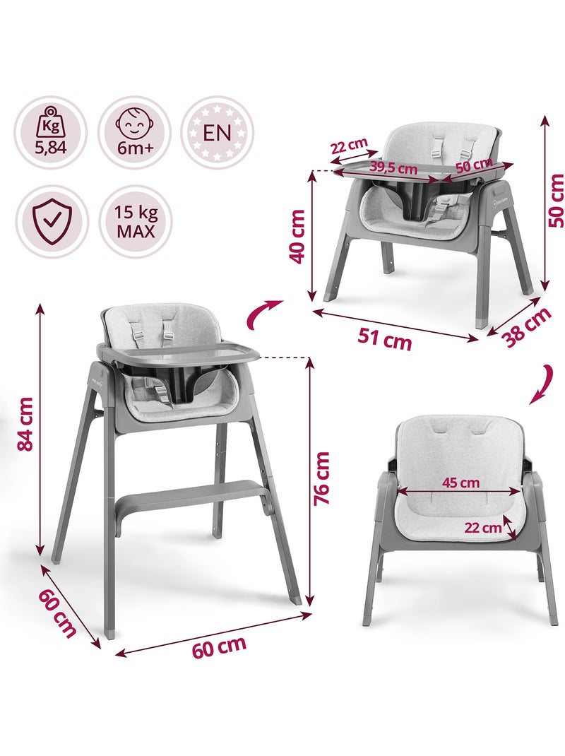 Moby-system noxi 3-in-1 meegroeistoel voor kinderen vanaf 6 maanden Grijs - Kiabi