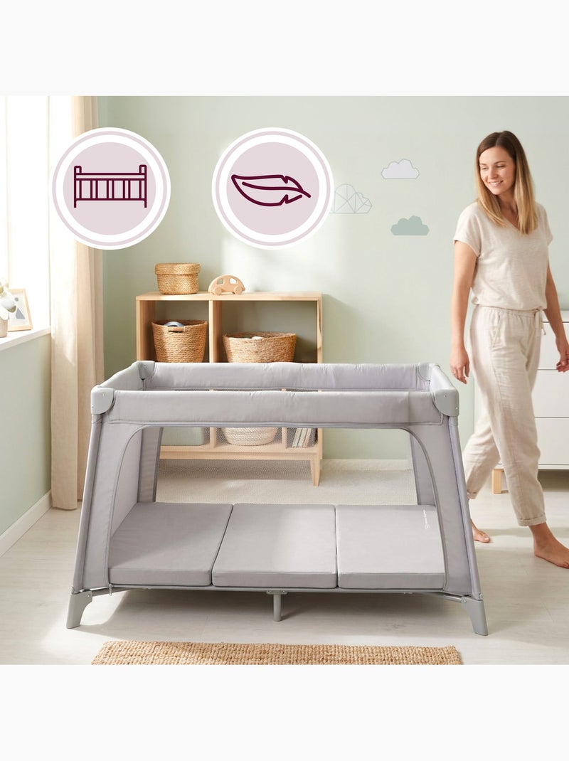 Moby-system opvouwbaar matras voor campingbedje en babybox Grijs - Kiabi