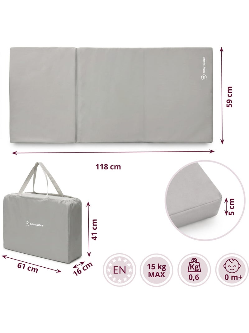 Moby-system opvouwbaar matras voor campingbedje en babybox Grijs - Kiabi