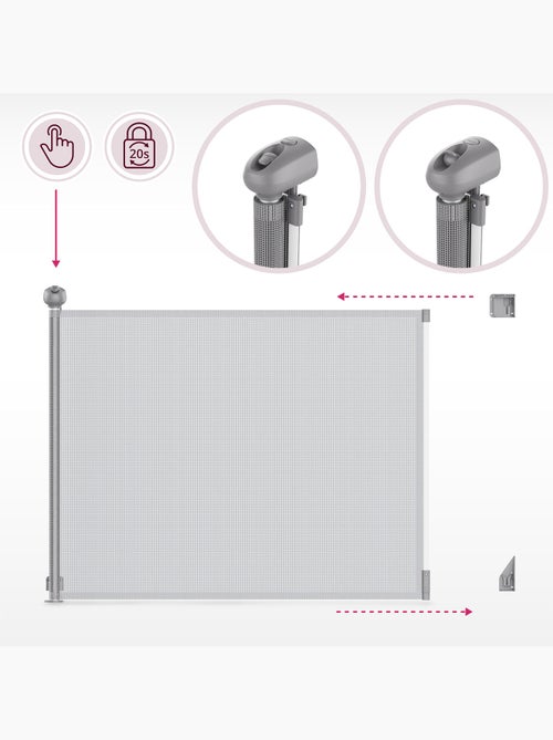 Moby-system stairsafe - uitschuifbaar veiligheidshekje met automatische vergrendeling - Kiabi