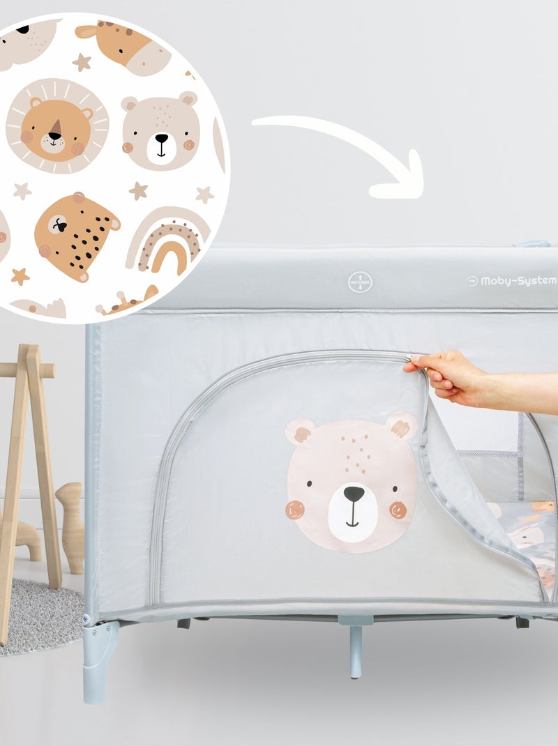 Moby-system teddy bear babybox – opvouwbaar, met matras en draagtas Grijs - Kiabi