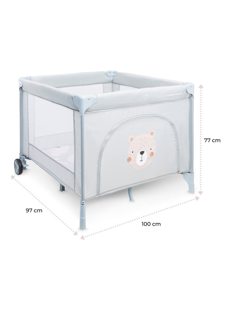 Moby-system teddy bear babybox – opvouwbaar, met matras en draagtas Grijs - Kiabi