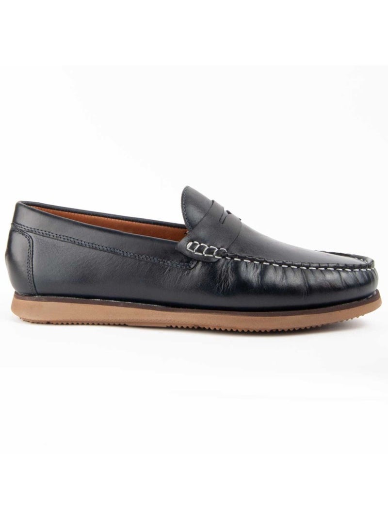 Mocassin Cuir Naturel Purapiel Bleu - Kiabi
