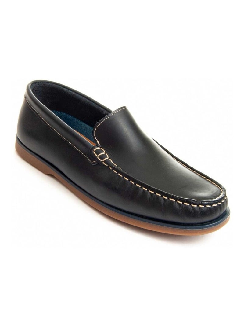 Mocassin Cuir Naturel Purapiel Bleu - Kiabi