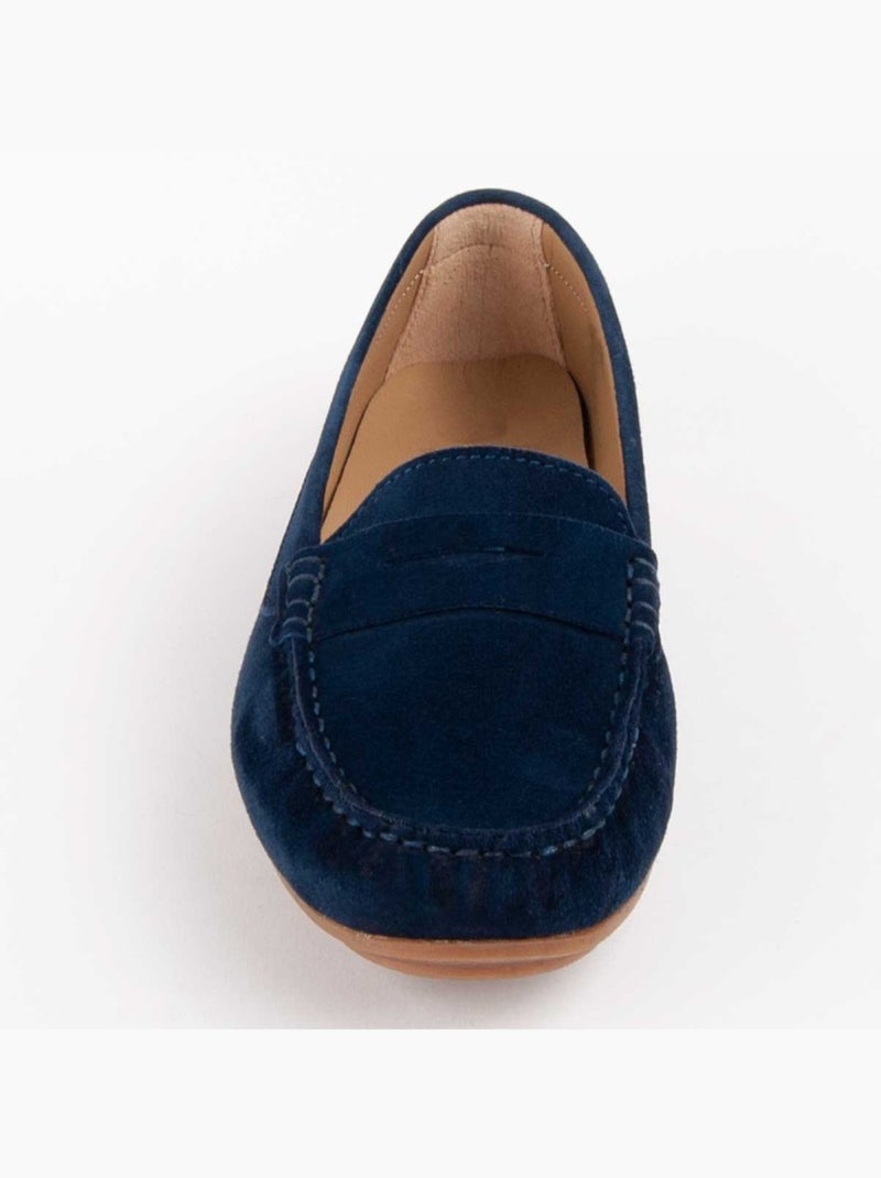 Mocassin Cuir Naturel Purapiel Bleu - Kiabi