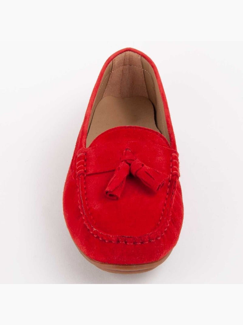 Mocassin Cuir Naturel Purapiel Rouge - Kiabi