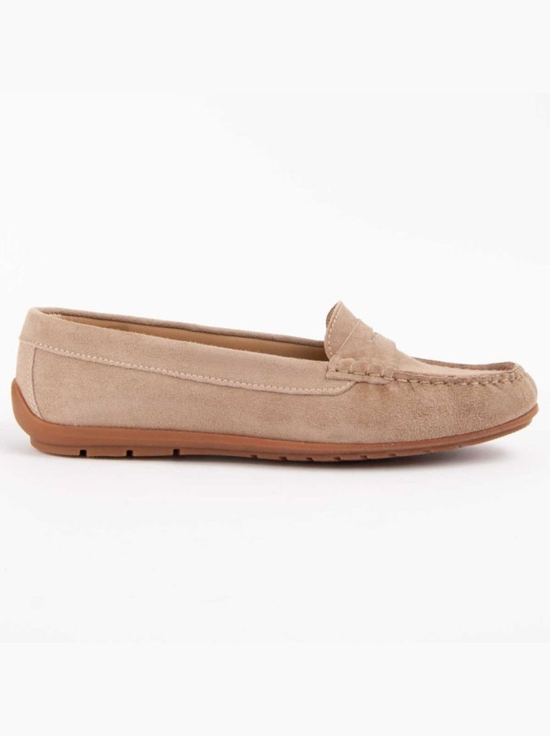 Mocassin Natuurlijk Leer Purapiel Beige - Kiabi