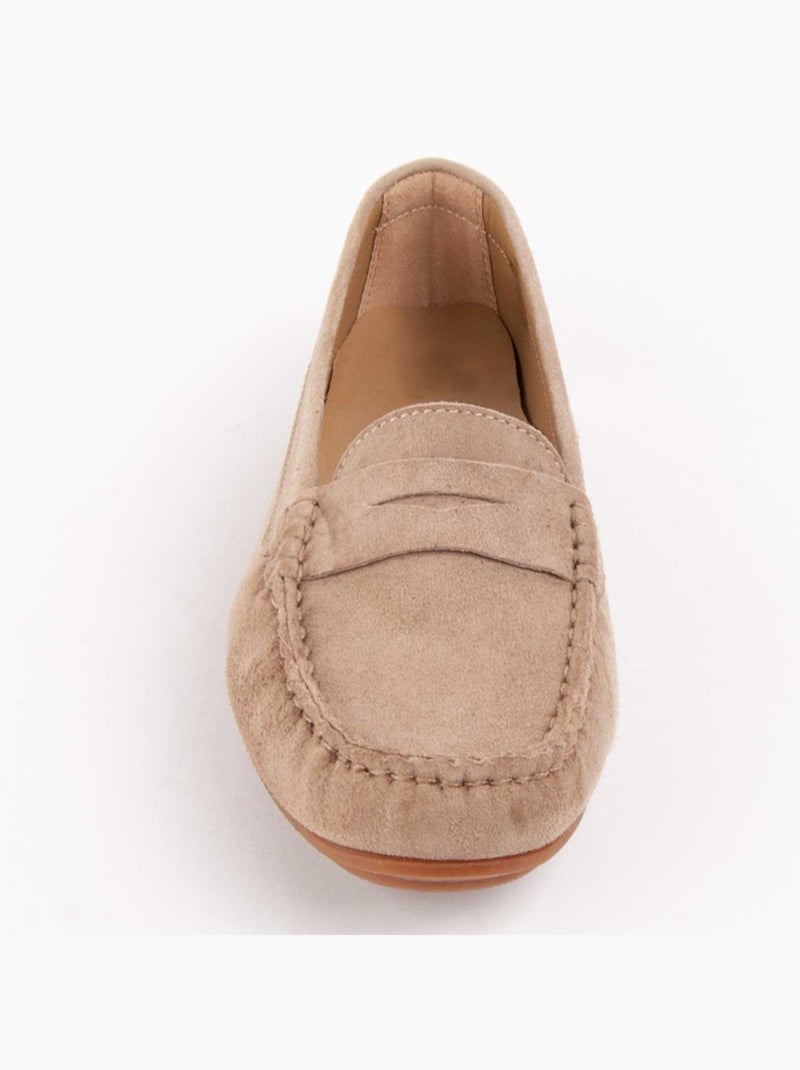 Mocassin Natuurlijk Leer Purapiel Beige - Kiabi