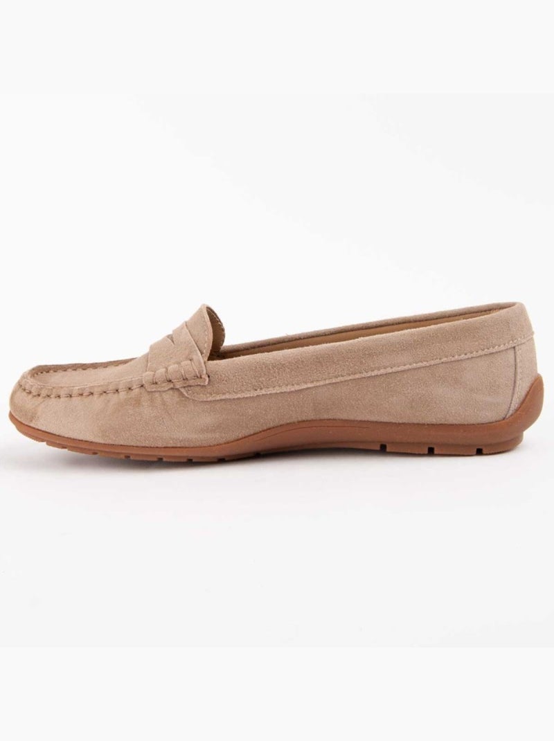 Mocassin Natuurlijk Leer Purapiel Beige - Kiabi
