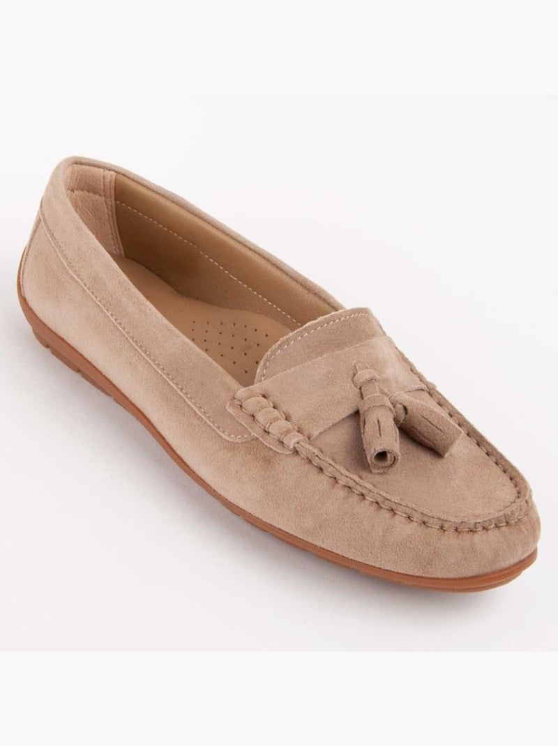 Mocassin Natuurlijk Leer Purapiel Beige - Kiabi