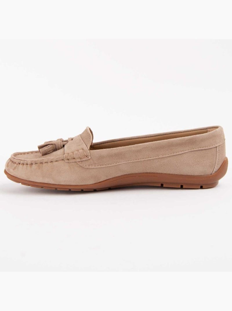 Mocassin Natuurlijk Leer Purapiel Beige - Kiabi