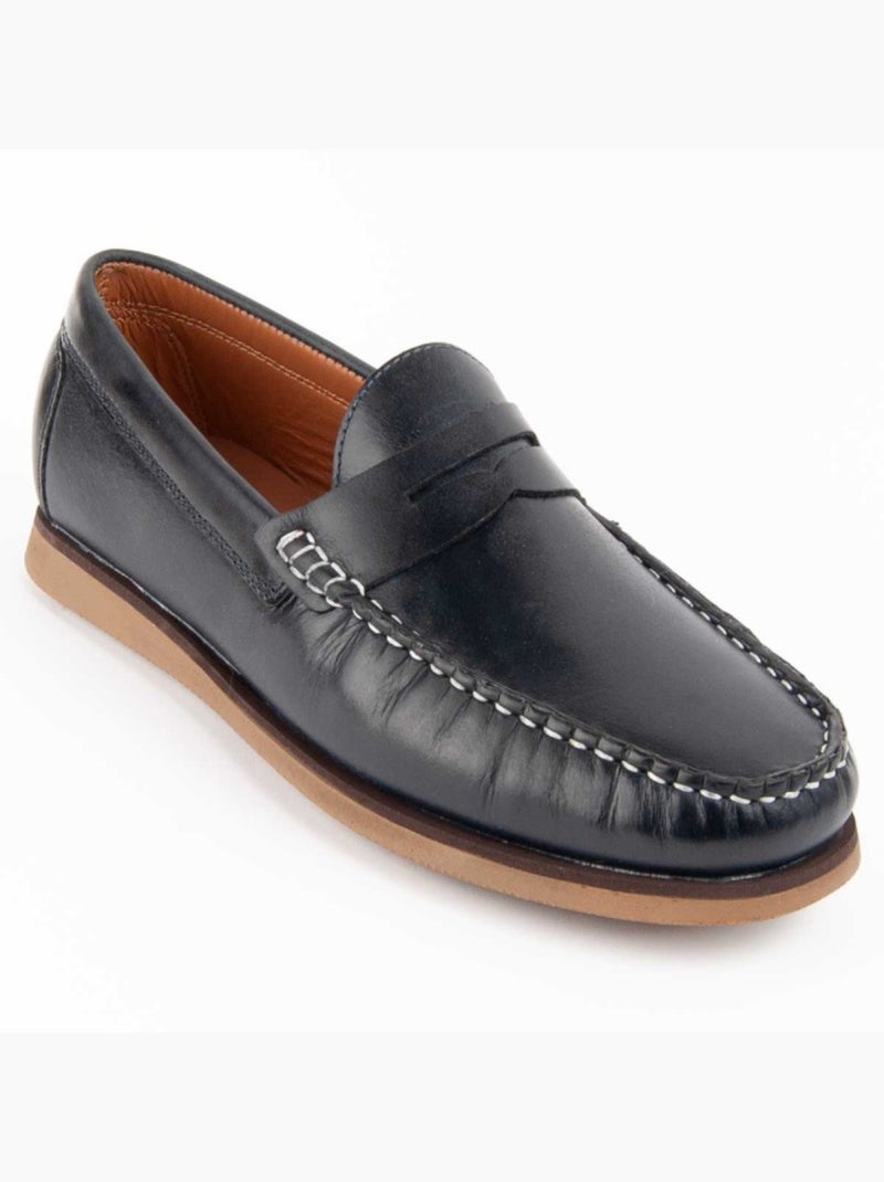 Mocassin Natuurlijk Leer Purapiel Blauw - Kiabi