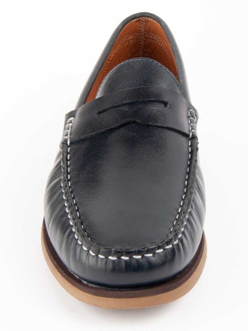 Mocassin Natuurlijk Leer Purapiel Blauw - Kiabi