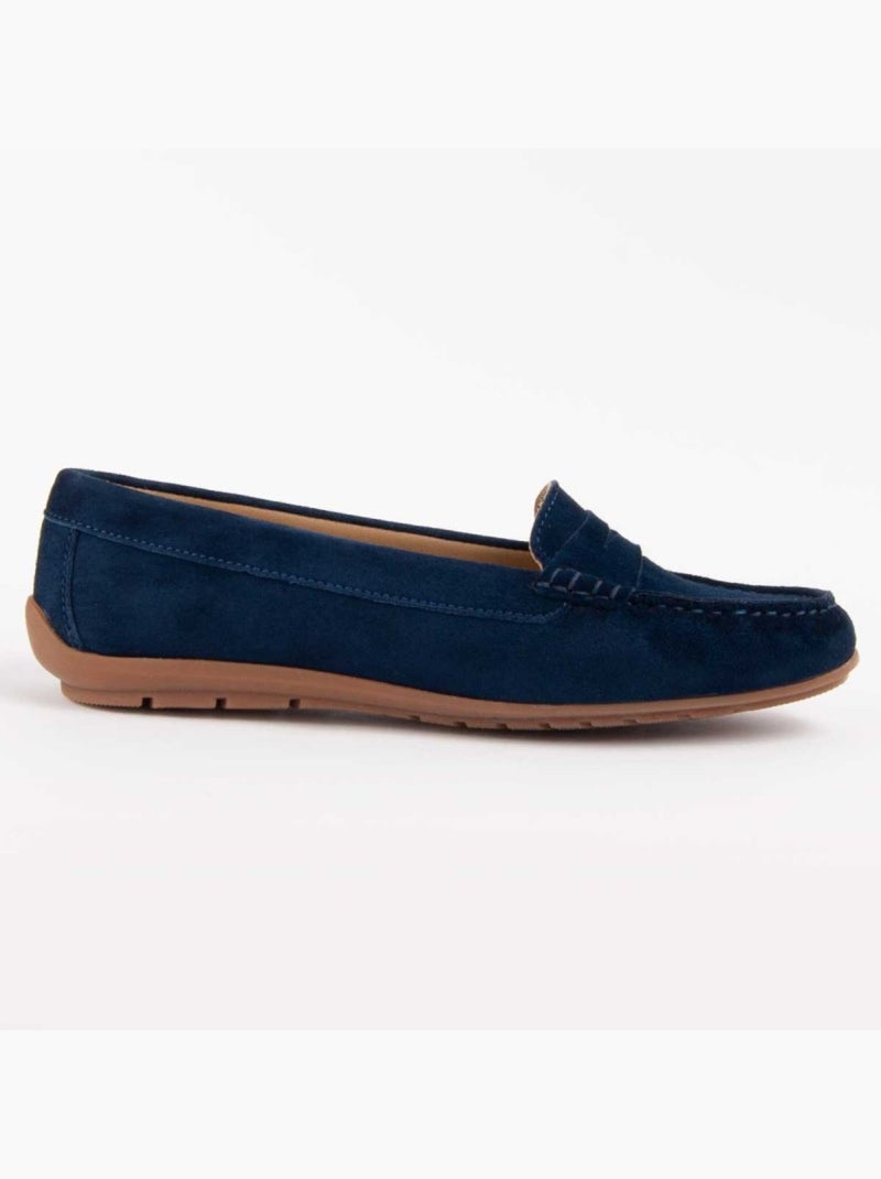 Mocassin Natuurlijk Leer Purapiel Blauw - Kiabi