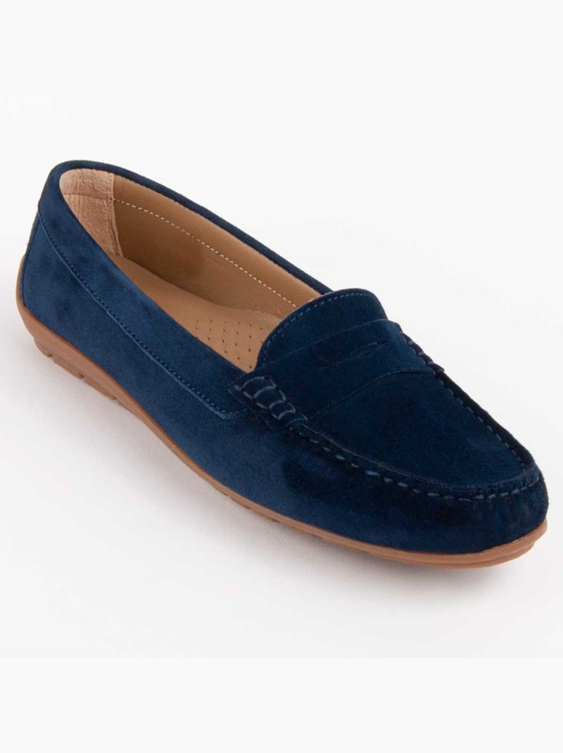 Mocassin Natuurlijk Leer Purapiel Blauw - Kiabi
