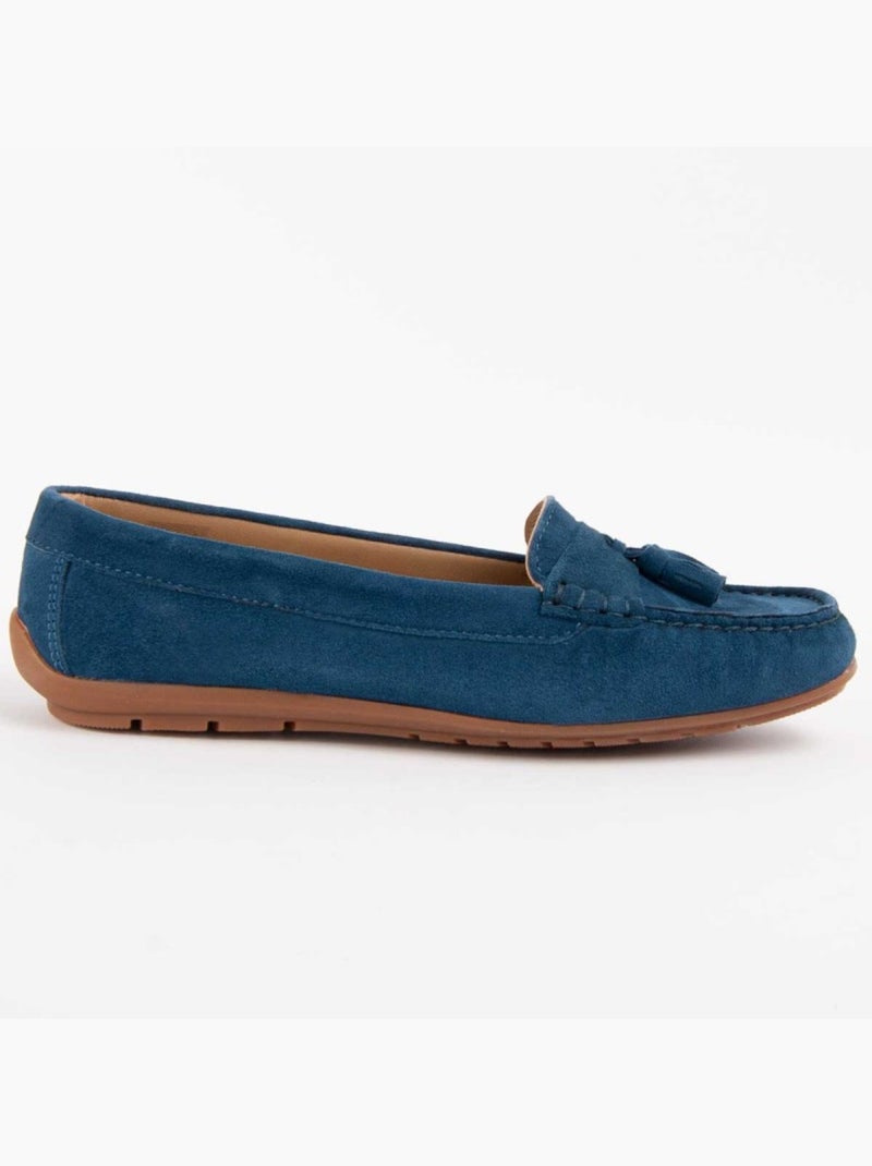 Mocassin Natuurlijk Leer Purapiel Blauw - Kiabi