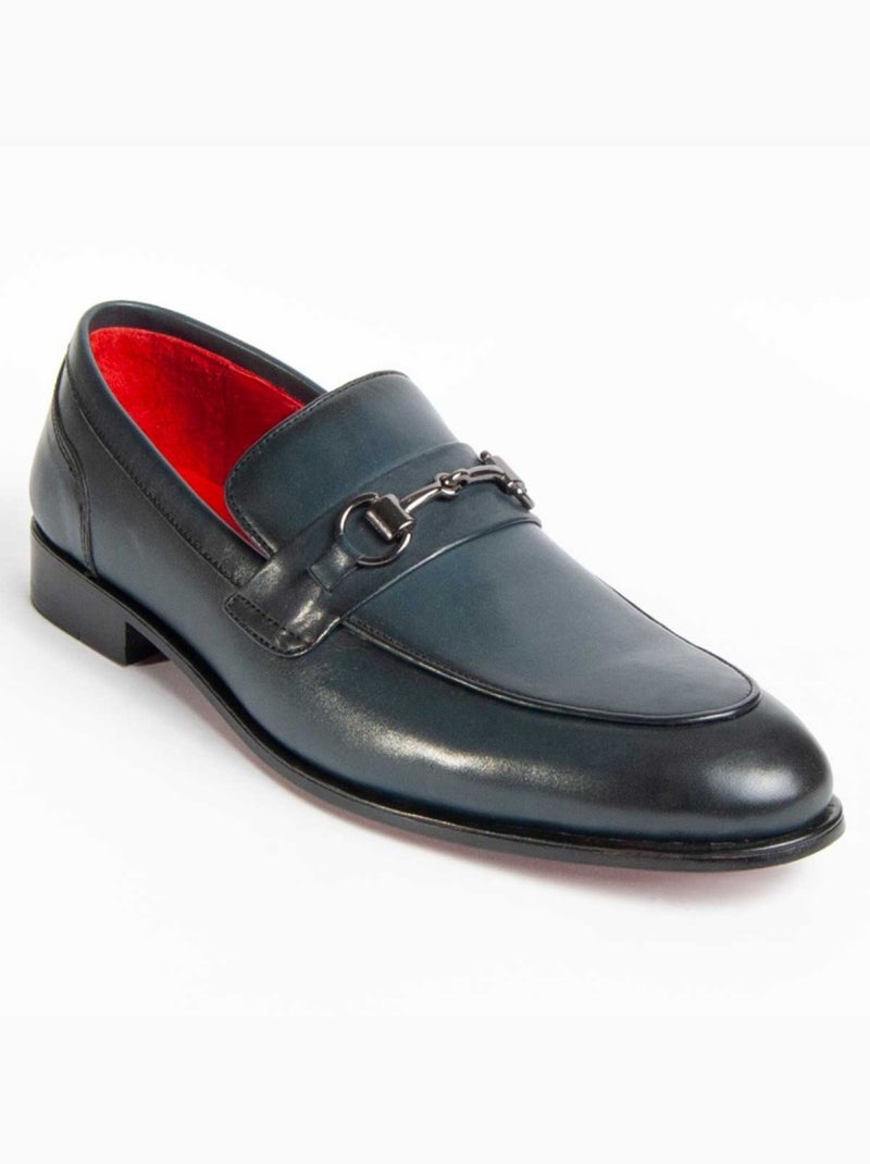 Mocassin Natuurlijk Leer Purapiel Blauw - Kiabi