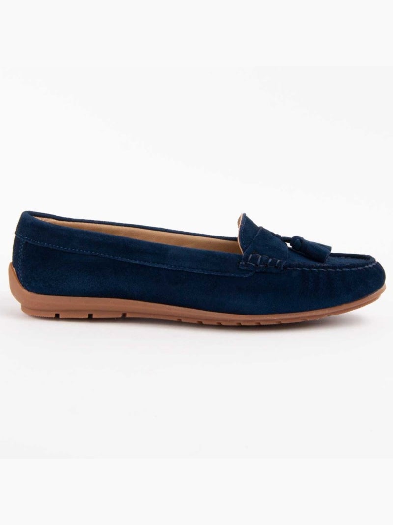 Mocassin Natuurlijk Leer Purapiel Blauw - Kiabi