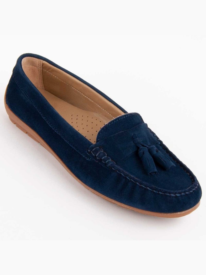 Mocassin Natuurlijk Leer Purapiel Blauw - Kiabi