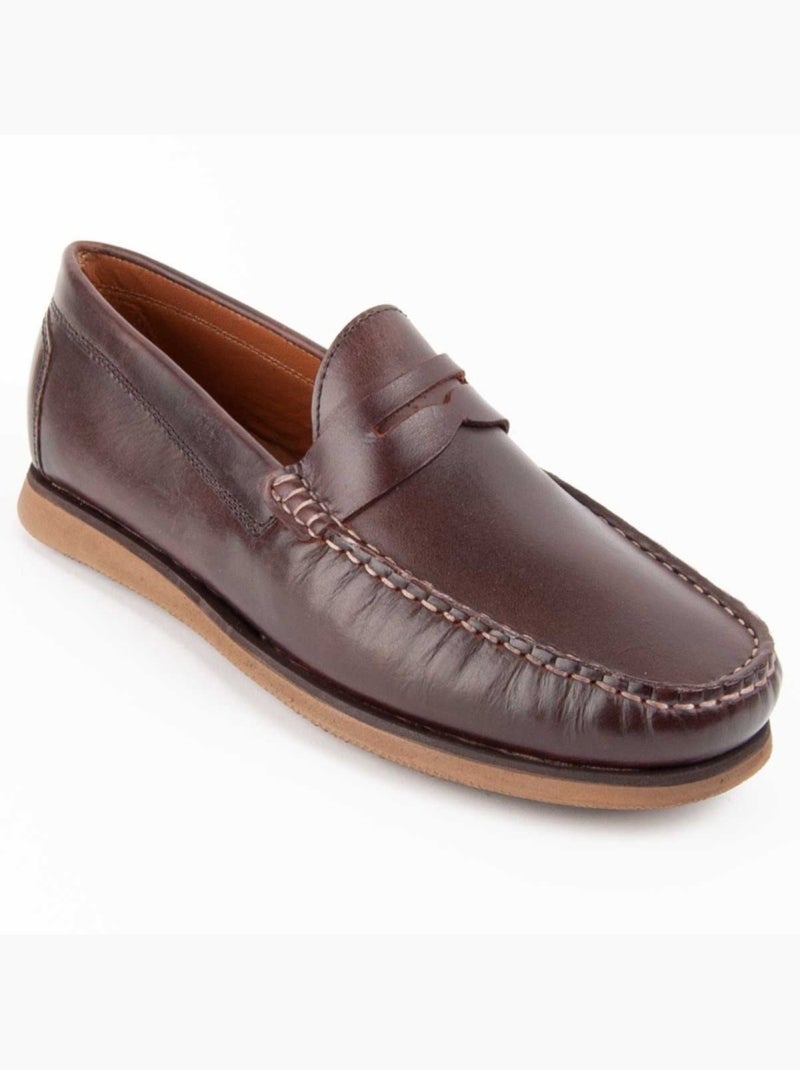 Mocassin Natuurlijk Leer Purapiel Bruin - Kiabi