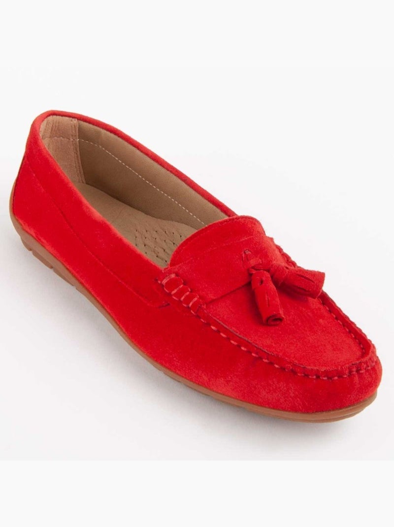Mocassin Natuurlijk Leer Purapiel Rood - Kiabi