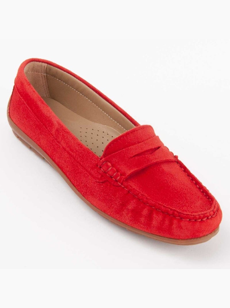 Mocassin Natuurlijk Leer Purapiel Rood - Kiabi