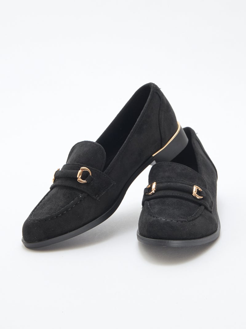 Mocassin plat suède Noir - Kiabi