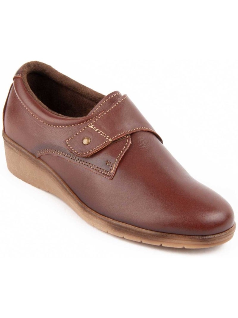 Mocassin Sleehak Natuurlijk Leer Purapiel Bruin - Kiabi
