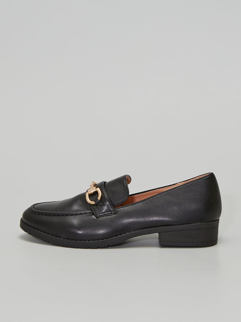 Mocassins à barrette en simili noir - Kiabi