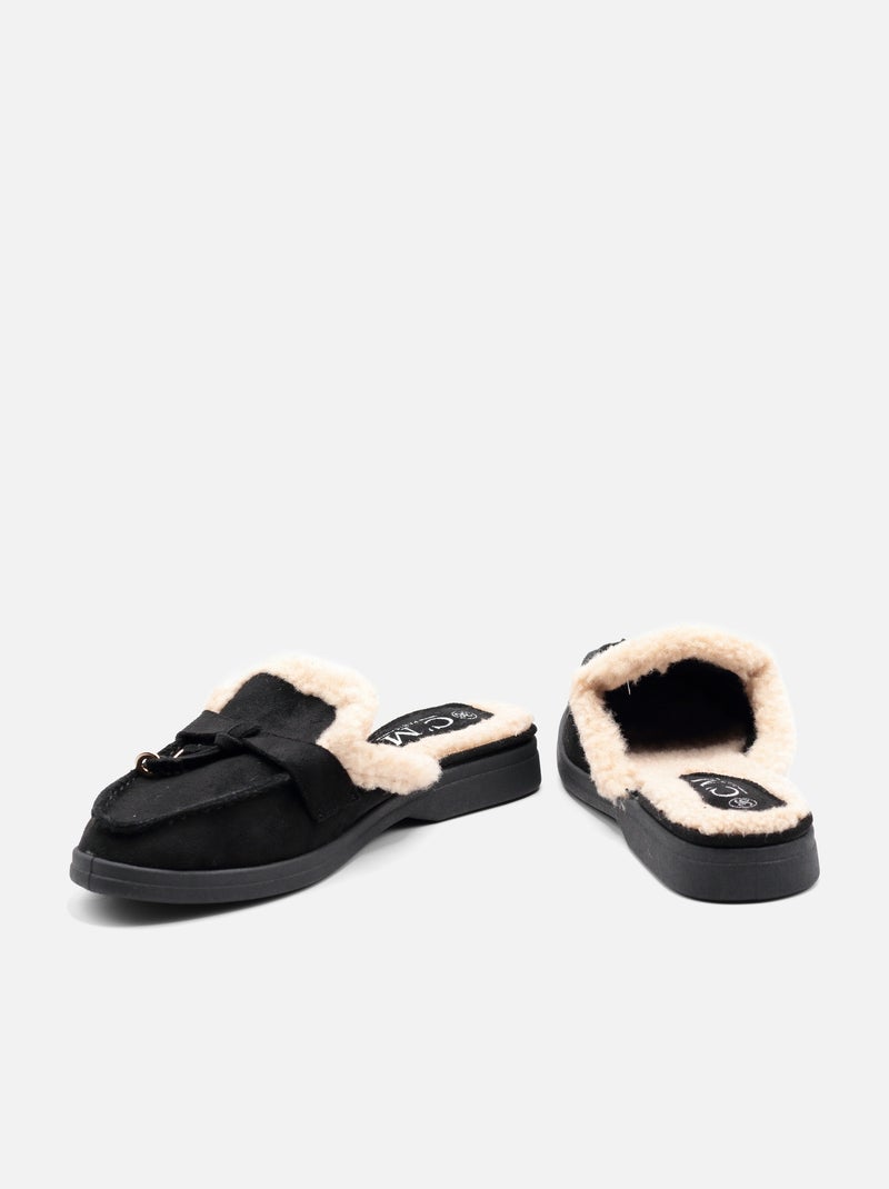 Mocassins à fausse fourrure Noir - Kiabi
