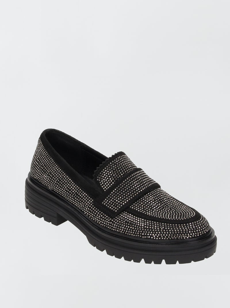 Mocassins à strass Noir - Kiabi
