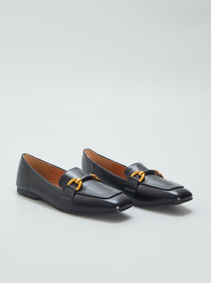 Mocassins avec brides dorées noir - Kiabi