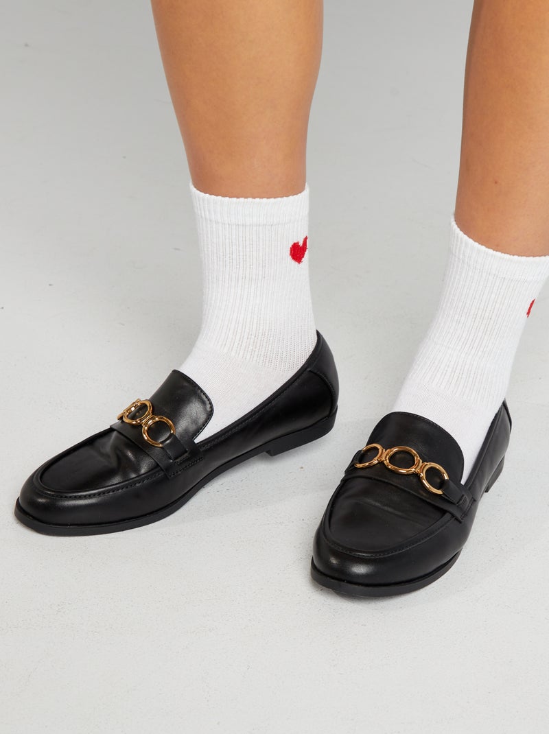 Mocassins avec chaîne dorée noir - Kiabi
