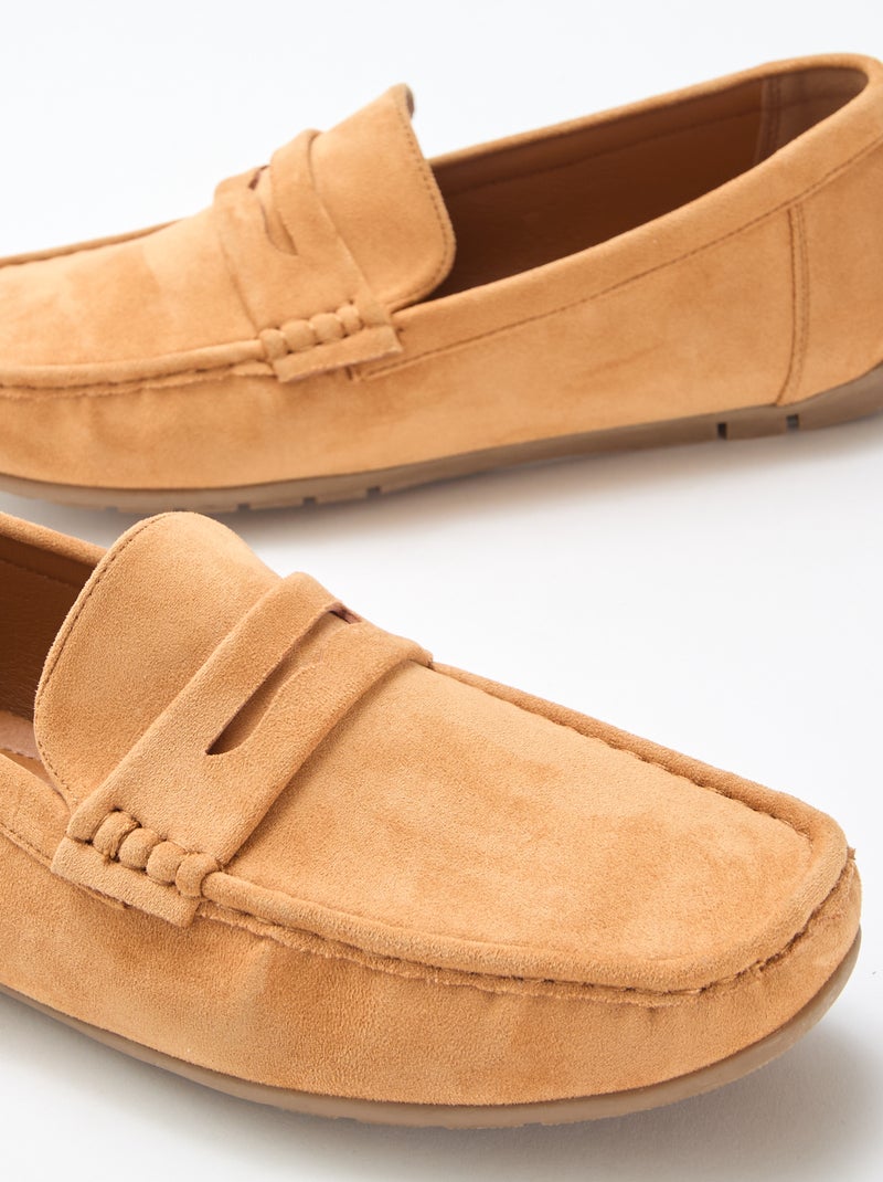 Mocassins bateau effet suédine Marron - Kiabi