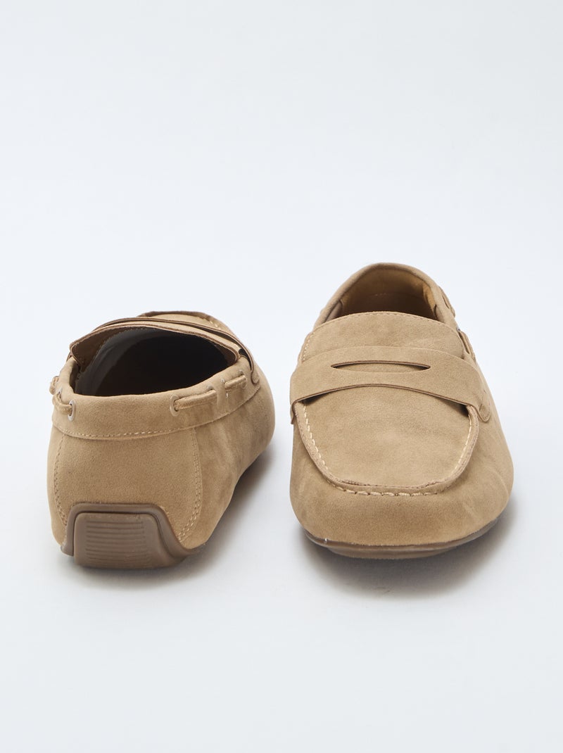 Mocassins bateau en suédine unie Beige - Kiabi