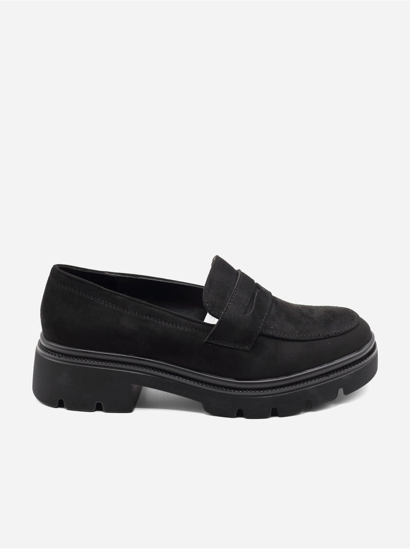 Mocassins effet daim Noir - Kiabi