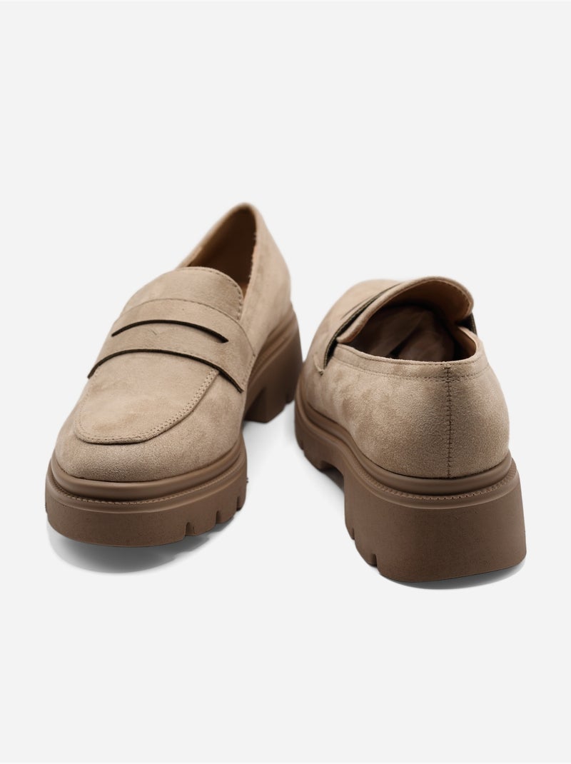 Mocassins effet daim Taupe - Kiabi