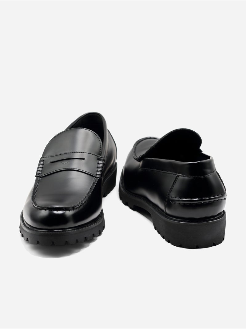 Mocassins en cuir - Uomo Noir - Kiabi