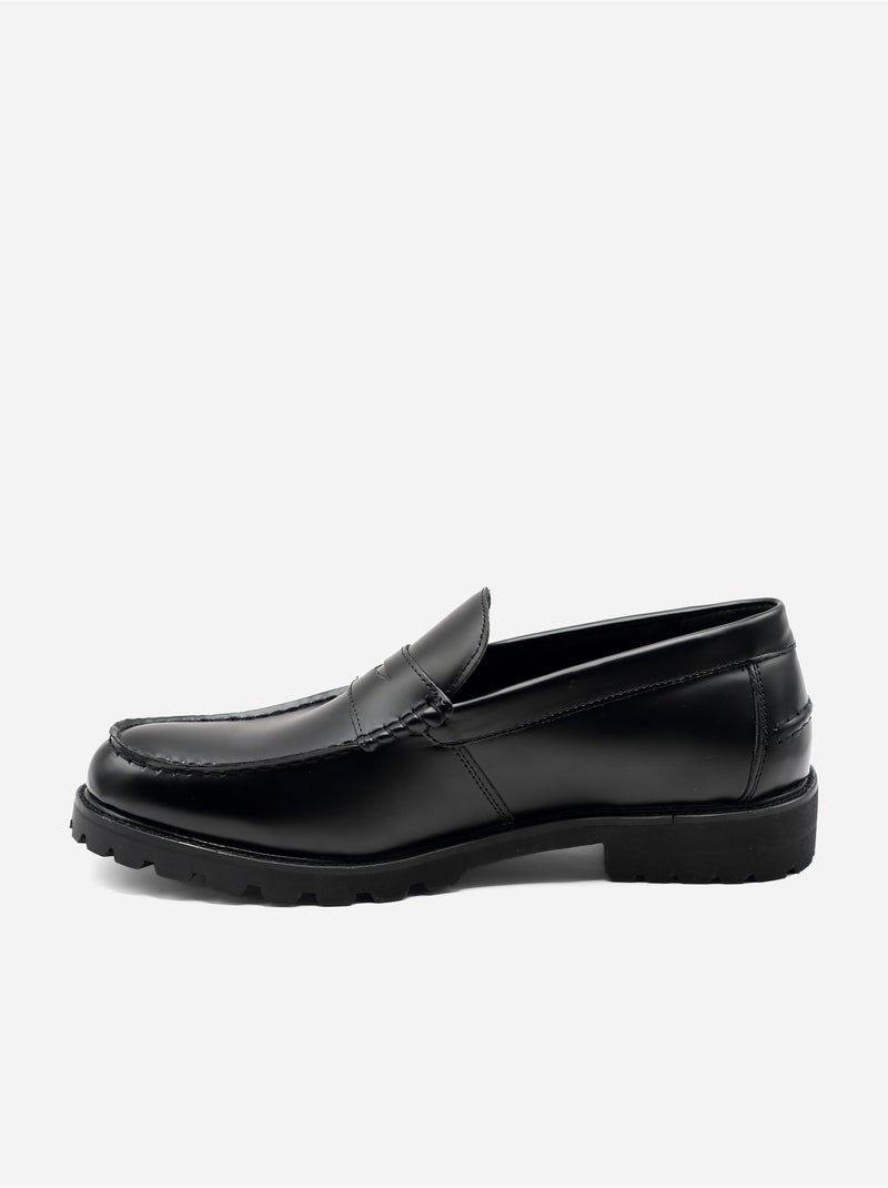 Mocassins en cuir - Uomo Noir - Kiabi