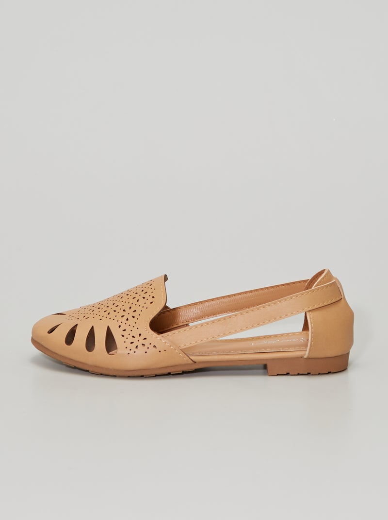 Mocassins en simili ajouré Beige - Kiabi