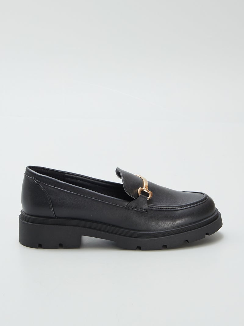 Mocassins en simili avec plateforme noir - Kiabi